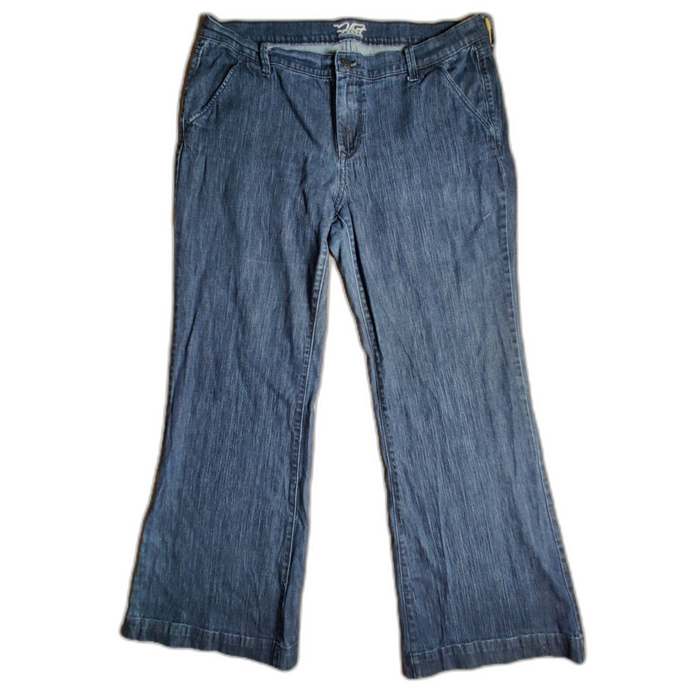 Old Navy Flirt Women's Jeans Size 14 Regular Wide Leg Blue Denim Stretch